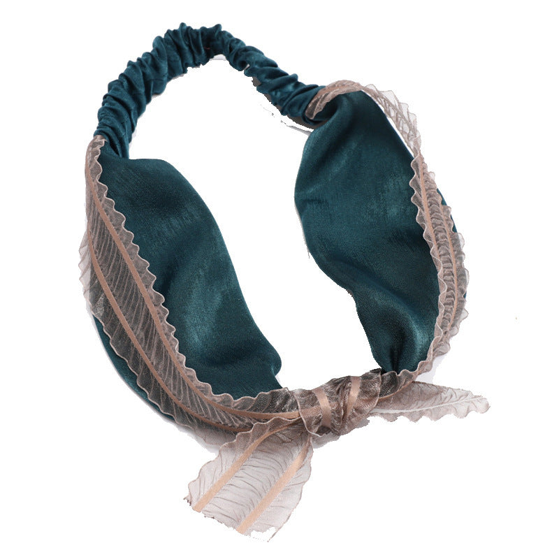 C265超仙網紗蕾絲蝴蝶結兔耳朵髮帶洗臉簡約頭飾髮箍小清新森女系Ribbon