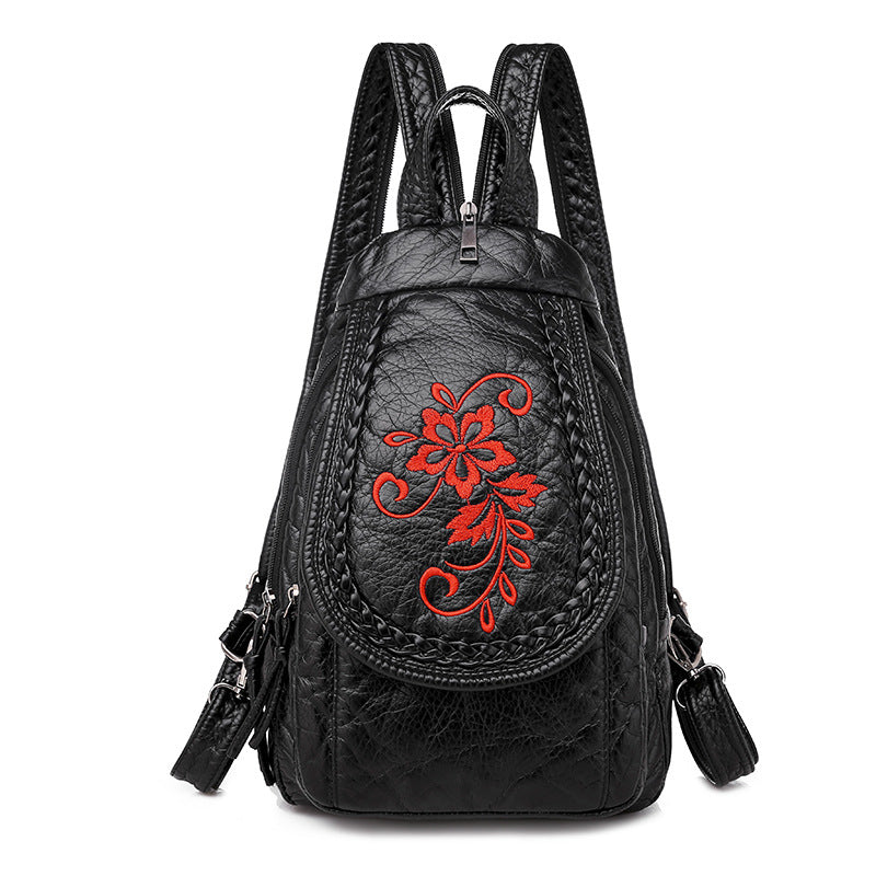 TZ12002廠家直銷女包包水洗皮女士雙肩包時尚刺繡軟皮多功能胸包MG20210831