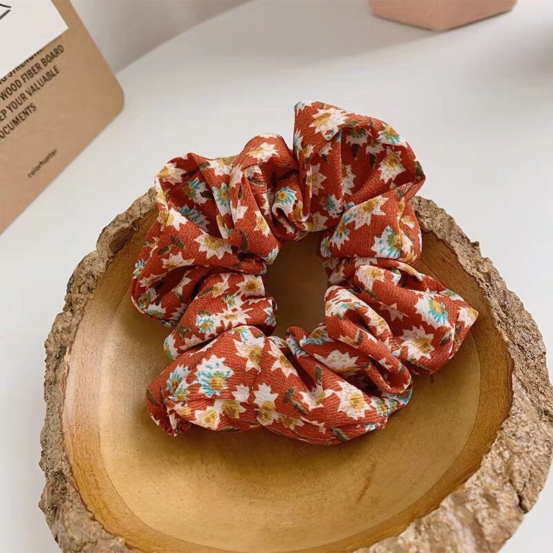 HX-307可愛少女復古法式超仙豬大腸髮圈小雛菊頭繩碎花髮繩氣質優雅皮筋ycintestine