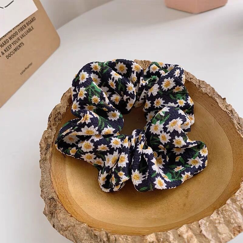 HX-307可愛少女復古法式超仙豬大腸髮圈小雛菊頭繩碎花髮繩氣質優雅皮筋ycintestine