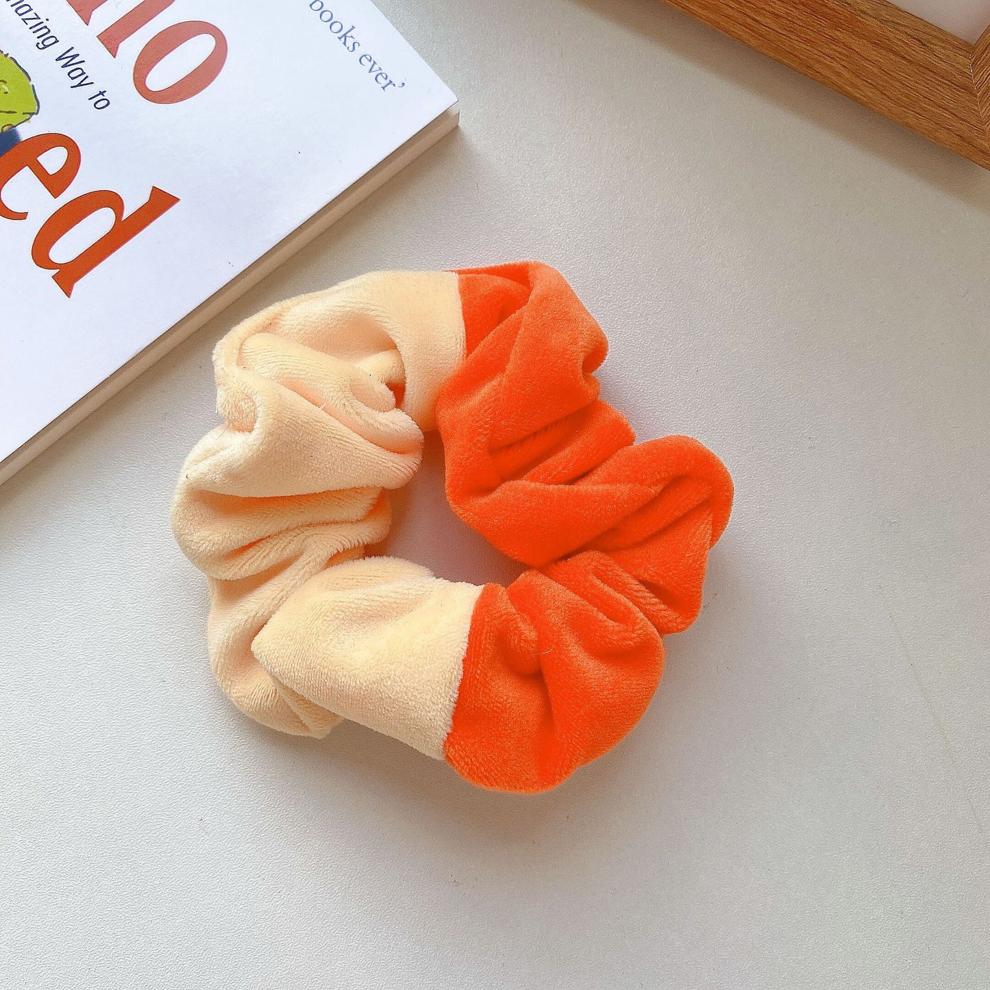 HX-652網紅雙色毛絨豬大腸髮圈紮頭髮簡約氣質優雅可愛頭繩女兒童髮飾品ycintestine
