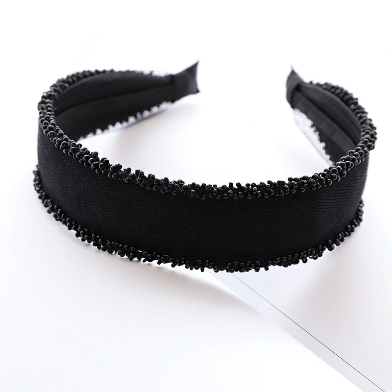 F221秋冬跨境髮飾女串珠壓髮頭箍歐美風女生新款打結蝴蝶結頭飾Ribbon