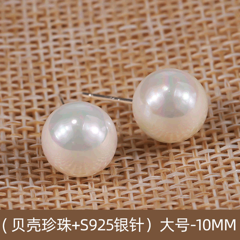 NCE03064-2s925銀針天然淡水珍珠耳釘日韓簡約復古百搭耳飾女經典時尚冷淡風kjpearl