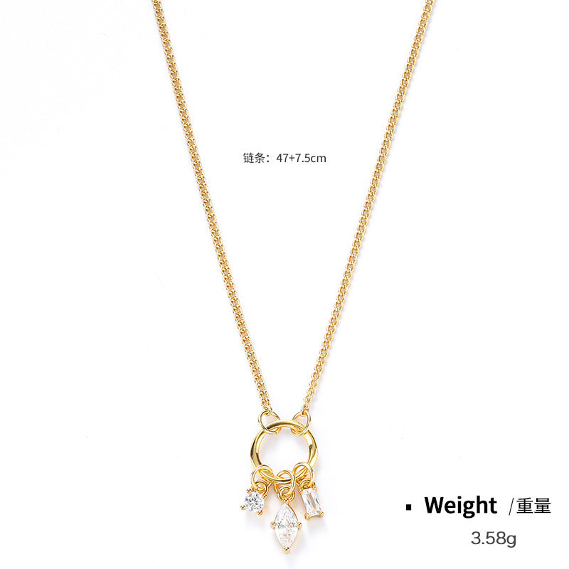 NCE03404銅鍍真金鑲嵌鋯石項鏈套裝女式韓版簡約氣質高級感ins風項飾kj202106