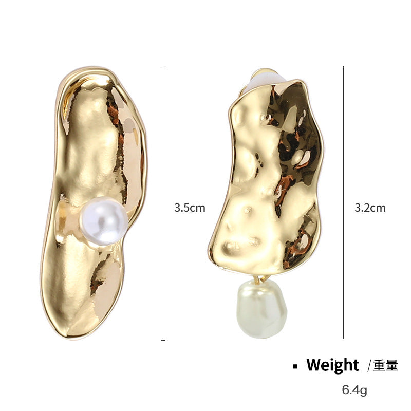 NXE03550歐美珍珠耳夾女法式高級感無耳洞耳夾歐美ins風復古金色耳夾kj202104