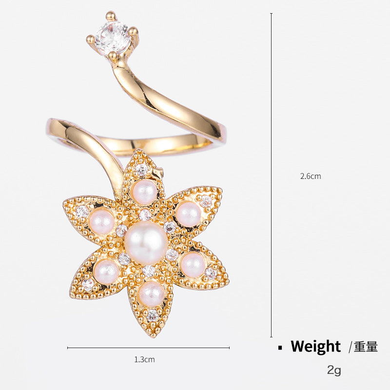 NCR00874銅鍍真金鋯石指甲戒指女 嘻哈美甲潮流指尖戒幾何開口可調節kj202104