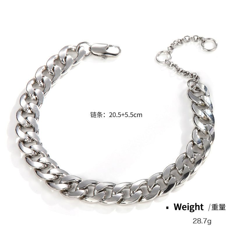 NCB00987金屬電鍍金銀保色粗鏈條手鏈男女朋克嘻哈誇張ins風古巴手鏈kj202104