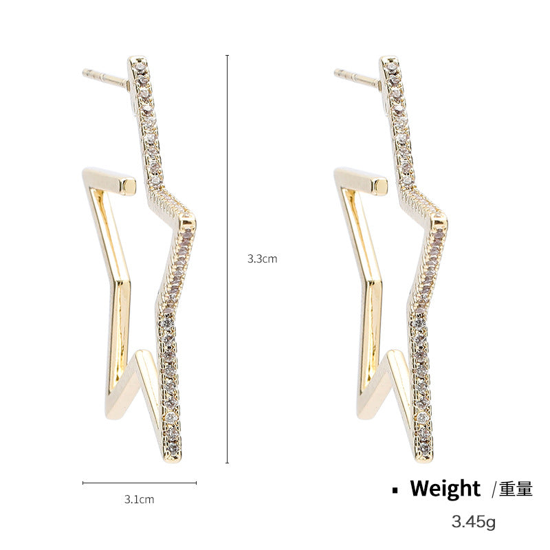 NCE00959銀針銅鑲鋯幾何型耳環女日韓時尚簡約氣質個性流蘇耳飾inskj202107