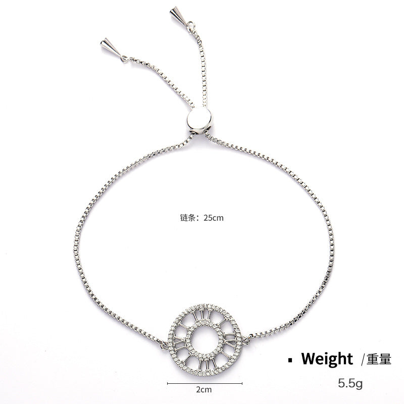 NCB00346銅鍍金鑲鋯情人節手鏈女 日韓可調節七夕520節日送禮1314手飾kj202105