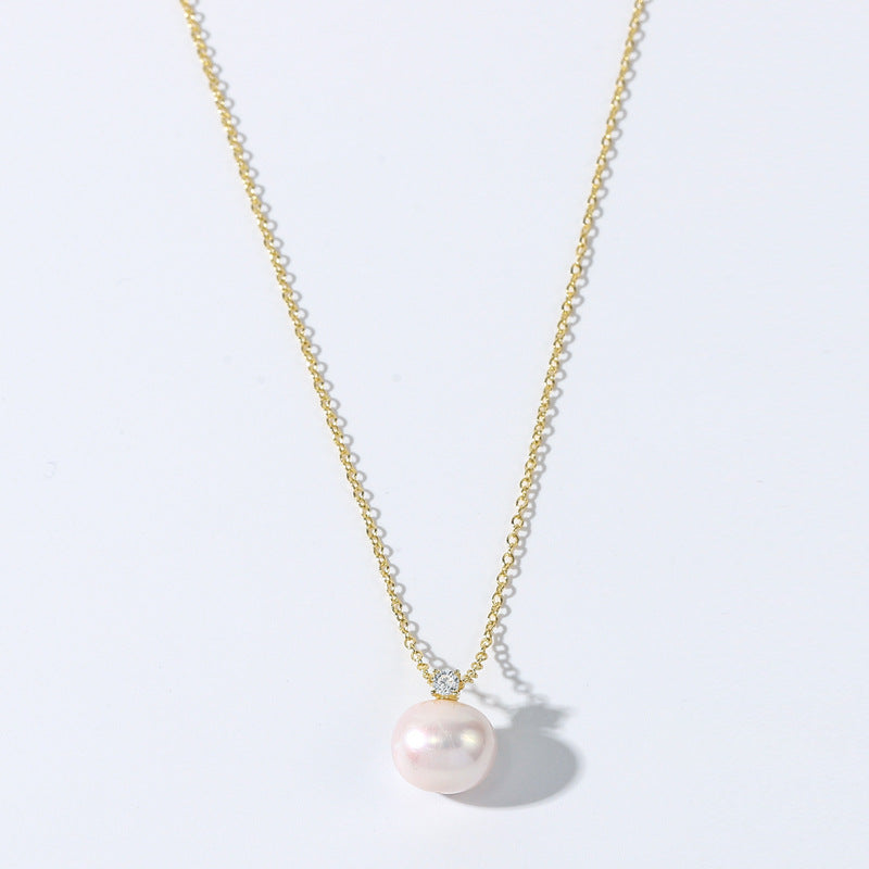 NSN00310飾品 日韓簡約時尚s925純銀百搭天然淡水珍珠吊墜choker項鏈kjpearl