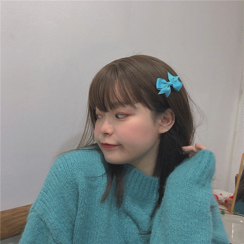 HX-091可愛湖藍色蝴蝶結髮夾~俏皮甜美邊夾少女心軟妹韓國髮飾劉海夾潮HX20211014