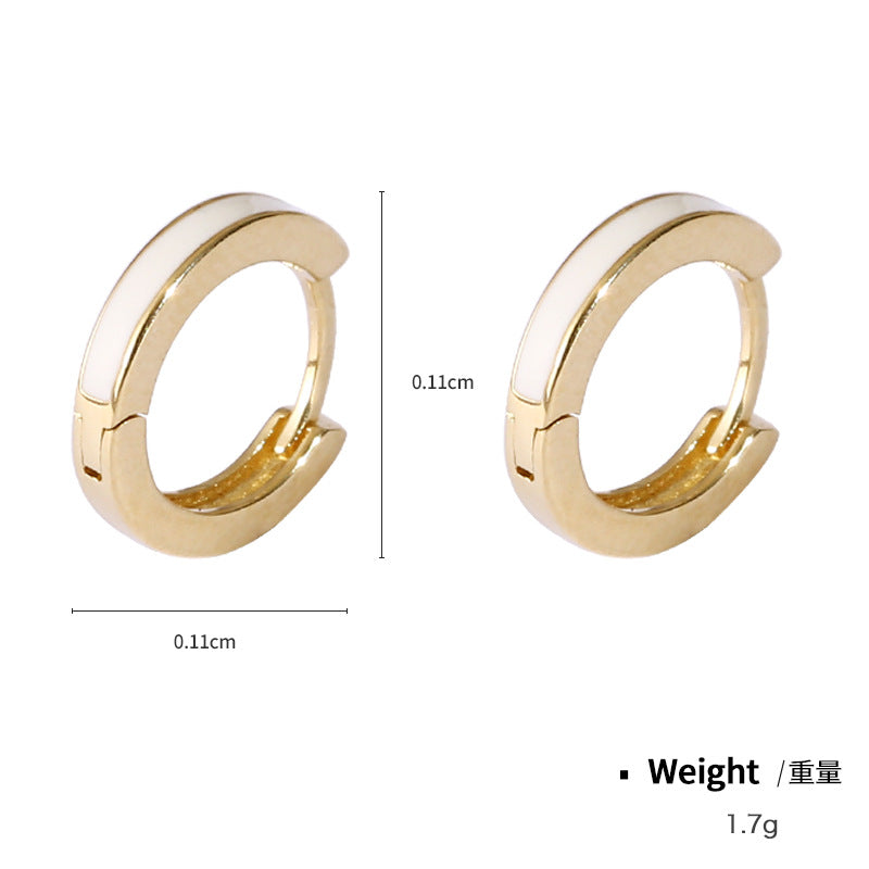 NSE00293s925純銀鑲鋯鍍真金耳扣女 Hoops韓版精致日常百搭耳圈耳飾kj202105