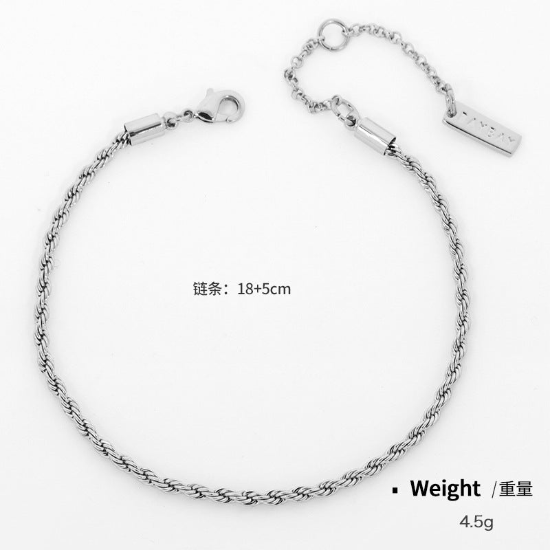 NCB00935銅鍍金銀麻繩手鏈男女簡約百搭麻花手鏈韓版氣質節日送禮手飾kj202104