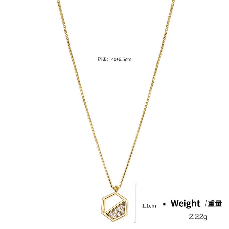 NCN01178銅鍍真金鑲鋯精致鏤空吊墜女韓版簡約網紅氣質復古冷淡風項鏈kj202106