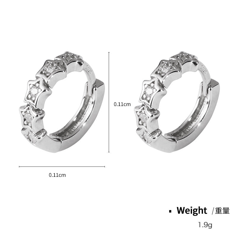 NSE00293s925純銀鑲鋯鍍真金耳扣女 Hoops韓版精致日常百搭耳圈耳飾kj202105