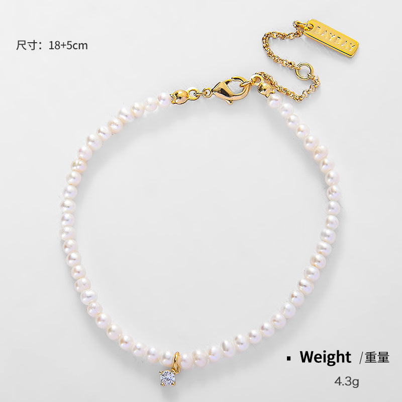 NCN02048日韓簡約氣質天然淡水珍珠鎖骨鏈女式金屬鑲嵌鋯石ins風項鏈kj202105