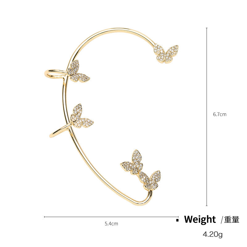 NCE00850銅鍍真金鑲鋯誇張型蝴蝶耳扣女原創設計歐美跨境專供復古耳飾kj202106