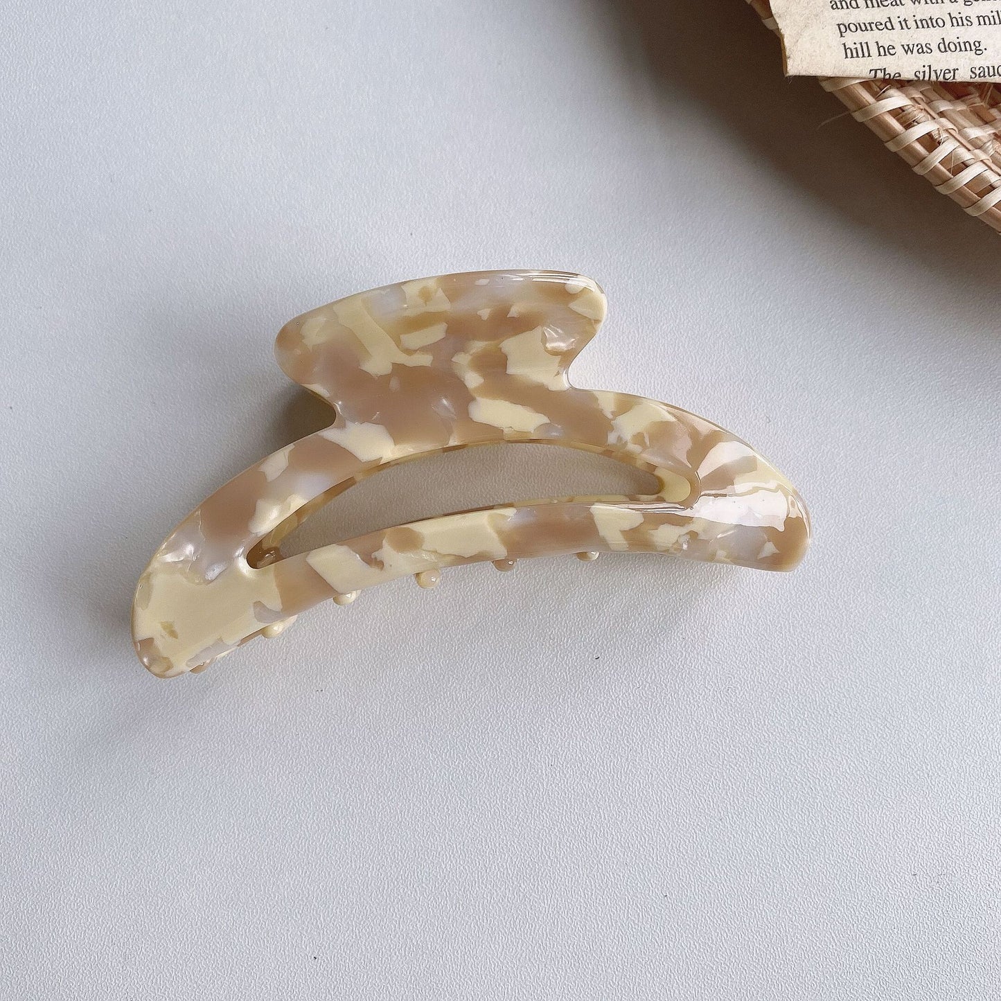 HX-985韓國ins復古彩色大理石紋理月亮抓夾慵懶氣質亞克力醋酸盤髮髮夾鯊魚夾ycclamping20210615
