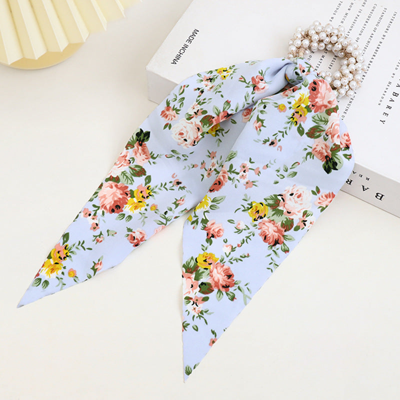E135跨境新品发圈批发印花布艺长飘带头饰发箍甜美少女珍珠头绳hr202104