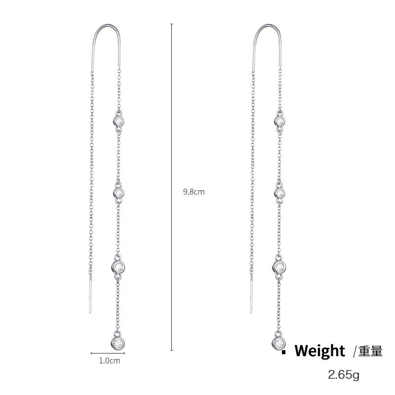 NCE01098銅鍍真金鑲鋯長款U型流蘇耳環 日韓百搭簡約復古s925銀針耳線kj202106