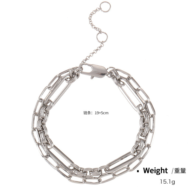NCB00995金屬鍍金鑲嵌鋯石誇張疊戴手鏈女歐美跨境專供古巴鏈ins手飾kj202106