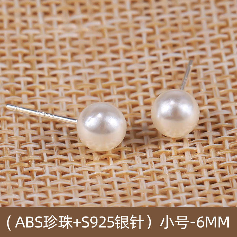 NCE03064-2s925銀針天然淡水珍珠耳釘日韓簡約復古百搭耳飾女經典時尚冷淡風kjpearl