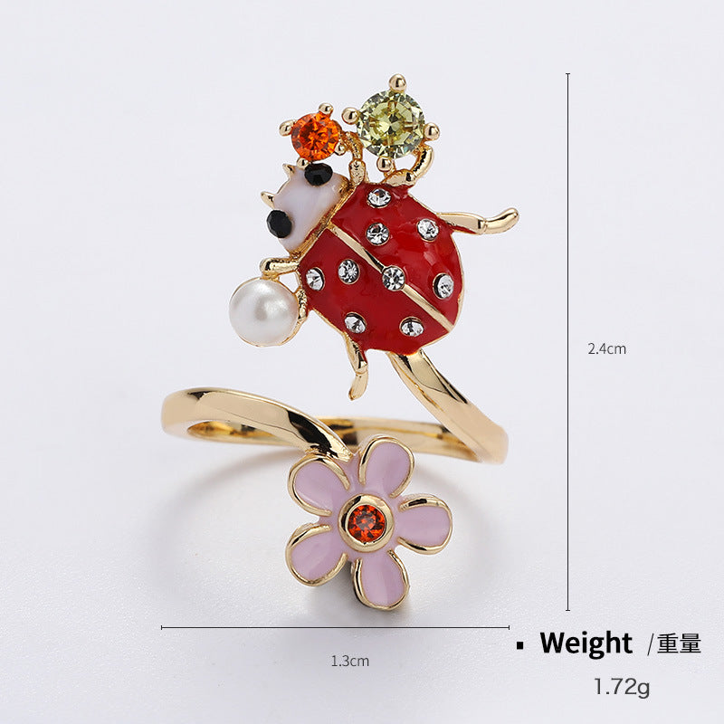 NCR00883金屬鍍金鑲鋯開口可調節指甲戒 日韓熱賣款可愛萌寵造型戒指kj202105