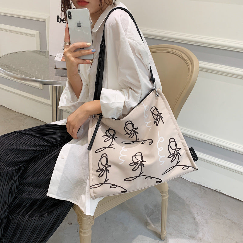 PDL9168個性塗鴉大包包女2021韓版簡約輕便尼龍托特包休閑簡約網紅單肩包MG20210802