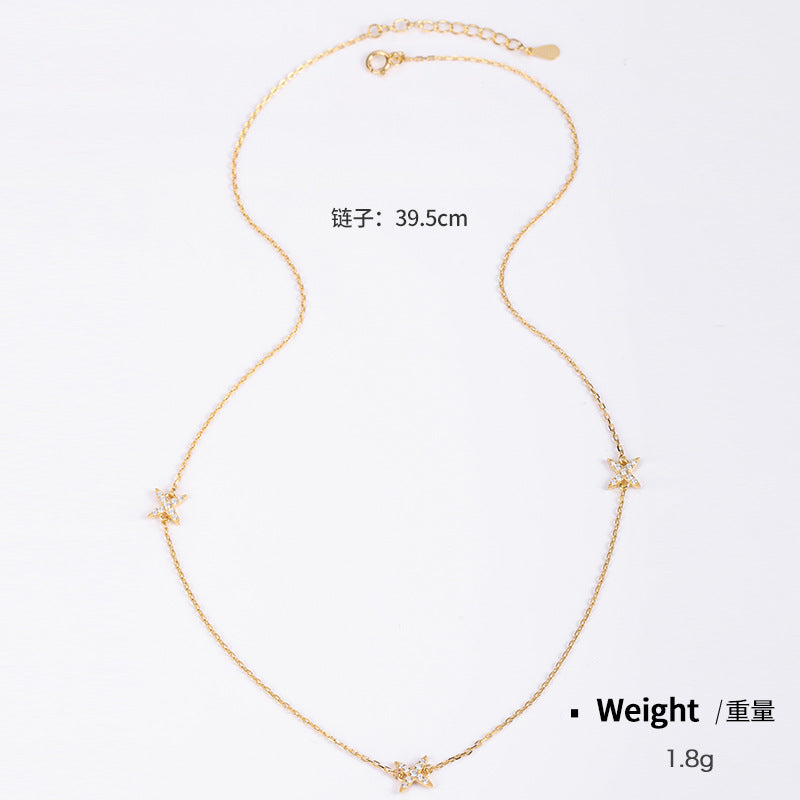 NSN00101純銀電鍍真金鑲鋯項鏈女 日韓輕奢小眾高端節日送禮ins鎖骨鏈kj202104