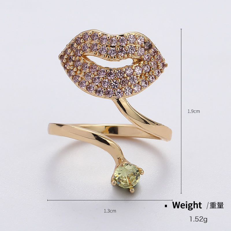 NCR00883金屬鍍金鑲鋯開口可調節指甲戒 日韓熱賣款可愛萌寵造型戒指kj202105