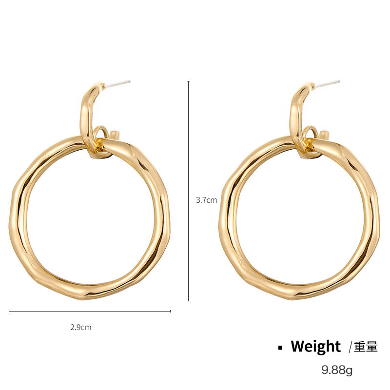 NCE04313歐美銅鍍金鏤空個性耳圈女式經典復古百搭ins風銀針耳環KJ20210812