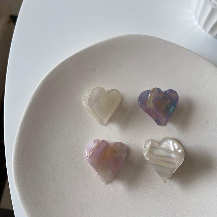 HX-897韓國小號醋酸大理紋法式港味愛心髮抓簡約復古髮卡復古瀏海抓夾鯊魚夾ycclamping