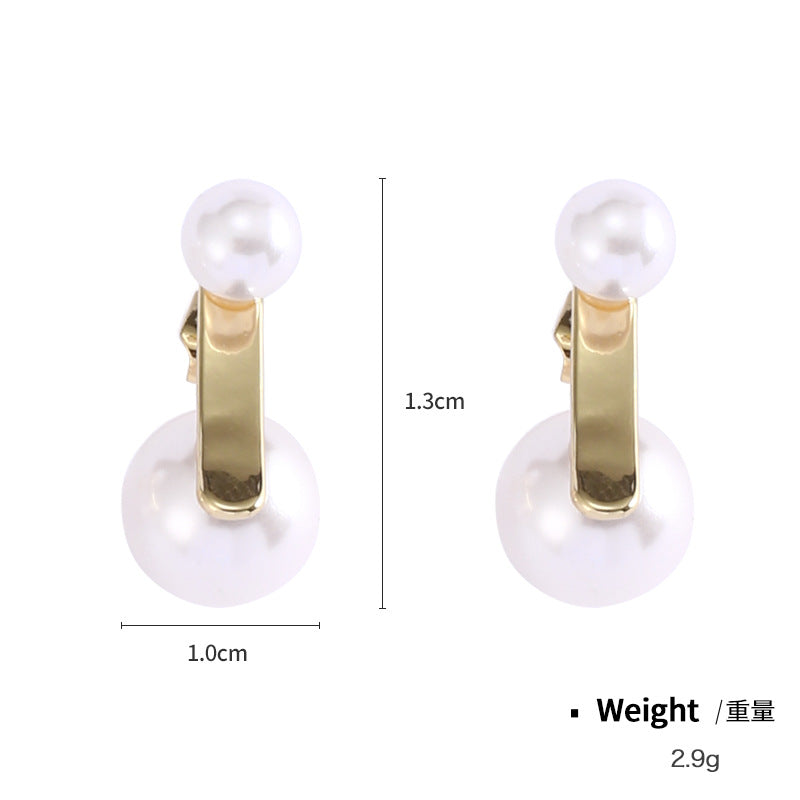 NXE03552925銀針金屬鍍金色歐美耳釘女ins風誇張珍珠耳墜跨境熱賣耳飾kj202104