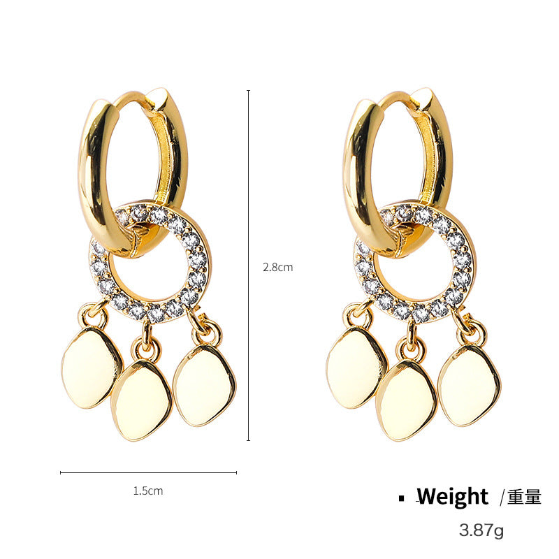 NCE03390金色雙層銅鍍真金鋯石O型項鏈女套裝歐美時尚清新顯瘦水波鏈kj202106