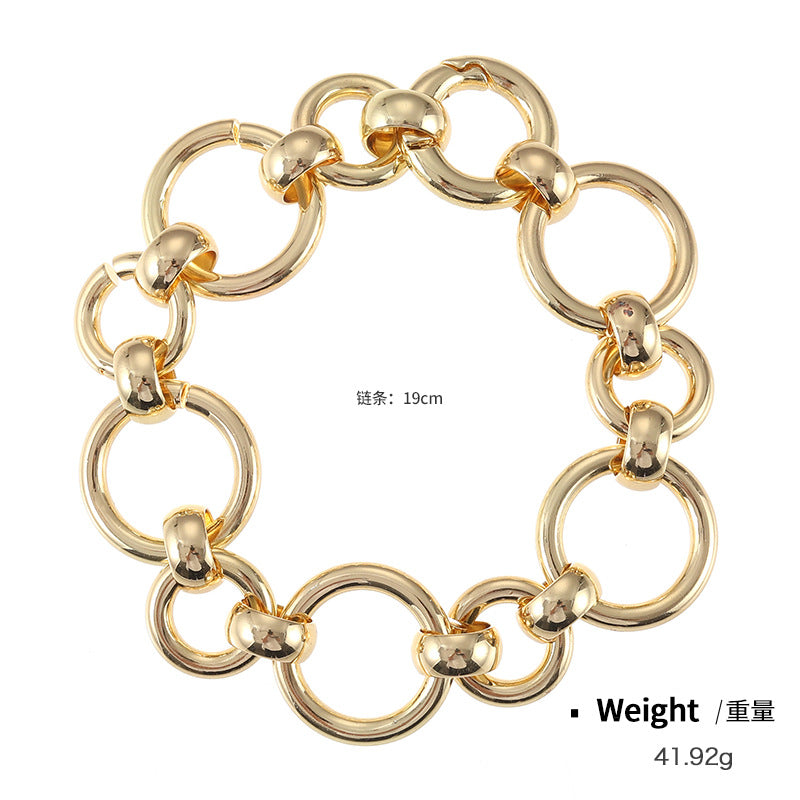 NCB00994金屬鍍金OT扣手鏈女 歐美跨境專供熱銷款古巴鏈圈圈手環手飾kj202106