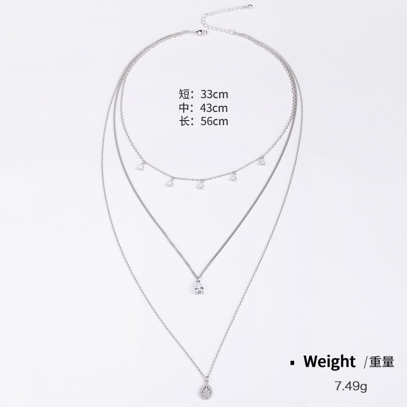 NSN00101純銀電鍍真金鑲鋯項鏈女 日韓輕奢小眾高端節日送禮ins鎖骨鏈kj202104
