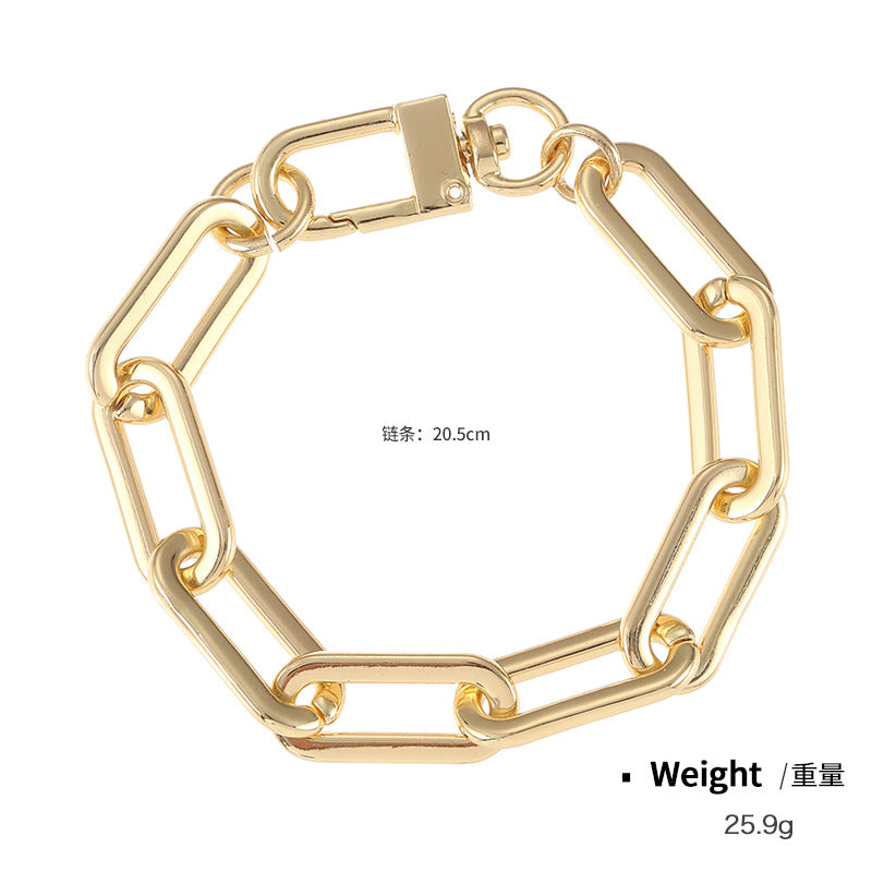NCB00994金屬鍍金OT扣手鏈女 歐美跨境專供熱銷款古巴鏈圈圈手環手飾kj202106