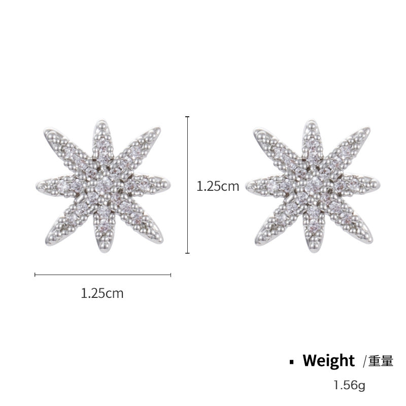NCE00862925銀針銅鍍真金六芒星耳釘女日韓鑲鉆百搭米字時尚簡約耳飾kj202104