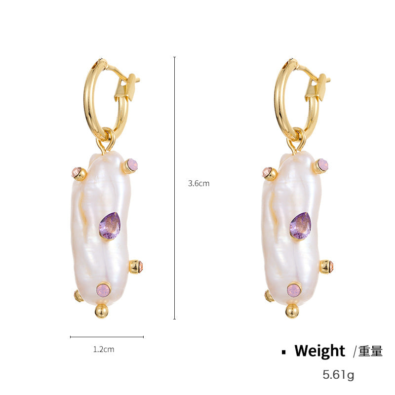 NCN00478銅鍍真金鑲鋯時尚天然巴洛克珍珠吊墜女式套裝日韓氣質項鏈KJ20210810