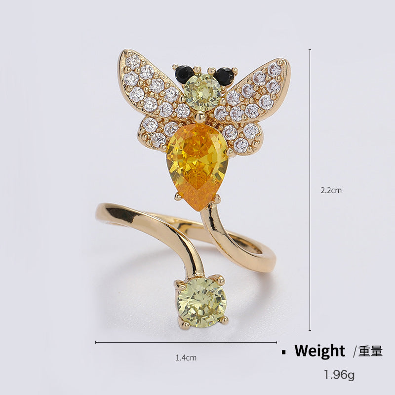 NCR00883金屬鍍金鑲鋯開口可調節指甲戒 日韓熱賣款可愛萌寵造型戒指kj202105