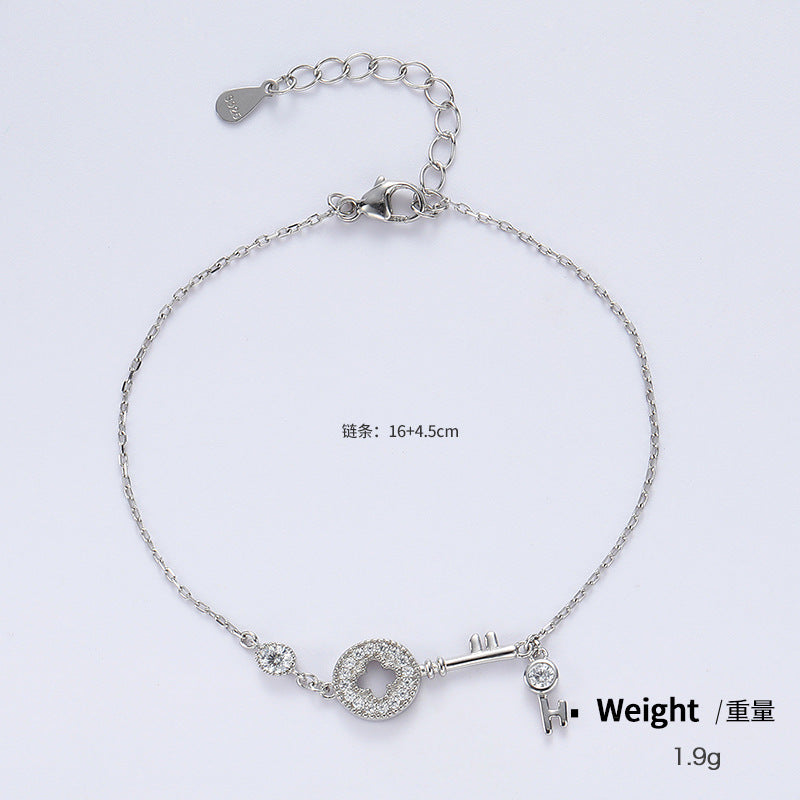 NSB00027通體純銀鑲鋯幾何型伸縮手鏈女日韓百搭簡約氣質滿鋯復古手環kj202106