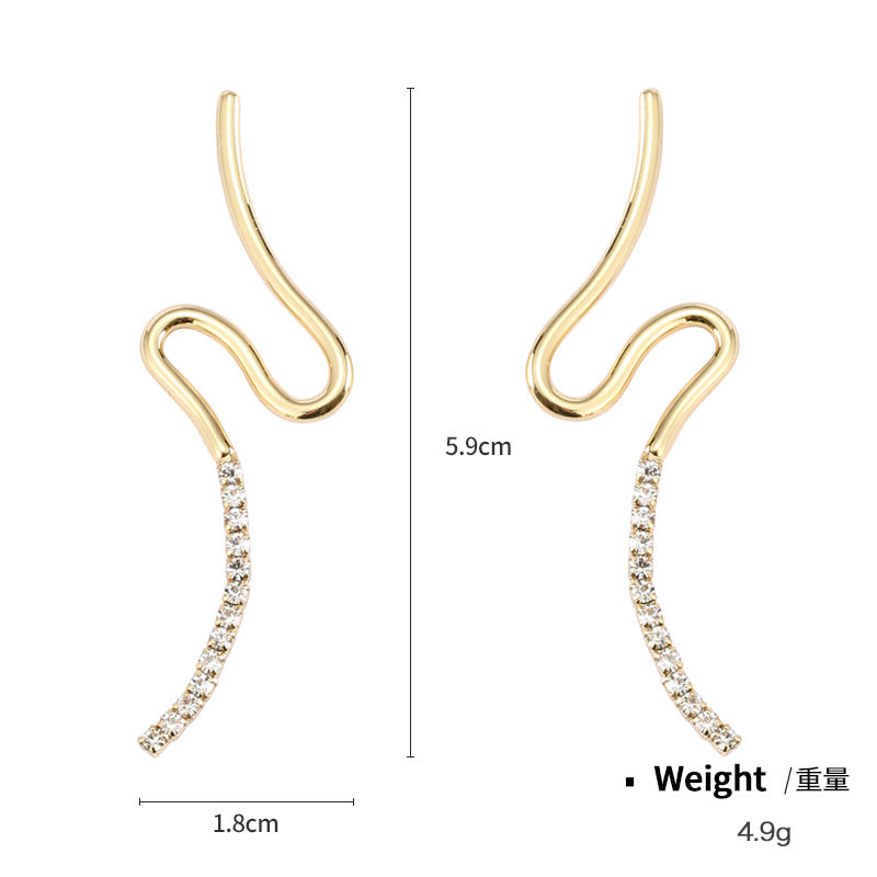 NXE03558925銀針銅鍍金銀長款耳線女別針鏈條歐美ins風耳釘金屬幾何型kj202104