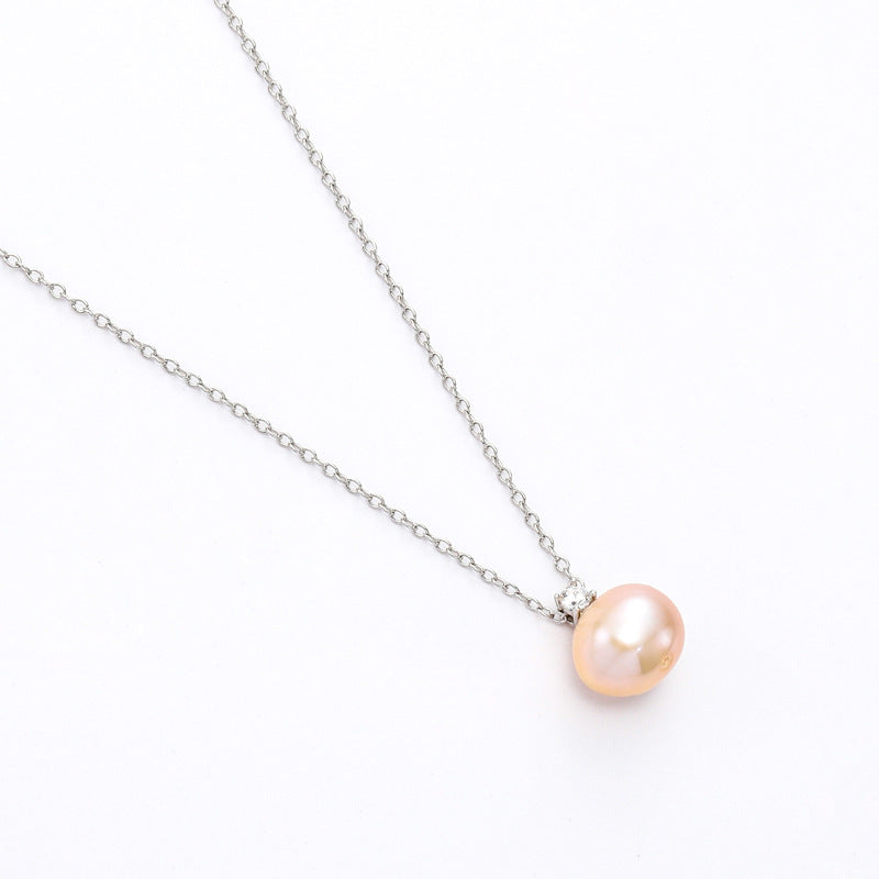 NSN00310飾品 日韓簡約時尚s925純銀百搭天然淡水珍珠吊墜choker項鏈kjpearl