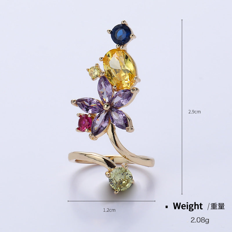 NCR00883金屬鍍金鑲鋯開口可調節指甲戒 日韓熱賣款可愛萌寵造型戒指kj202105