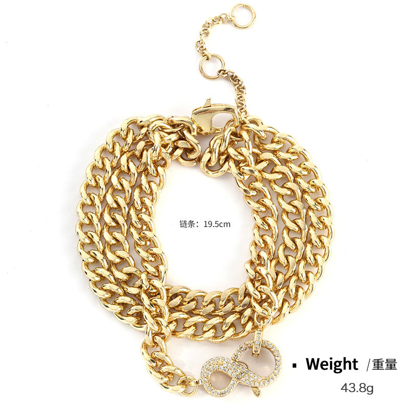 NCB00995金屬鍍金鑲嵌鋯石誇張疊戴手鏈女歐美跨境專供古巴鏈ins手飾kj202106