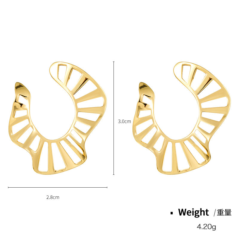 NCE04313歐美銅鍍金鏤空個性耳圈女式經典復古百搭ins風銀針耳環KJ20210812
