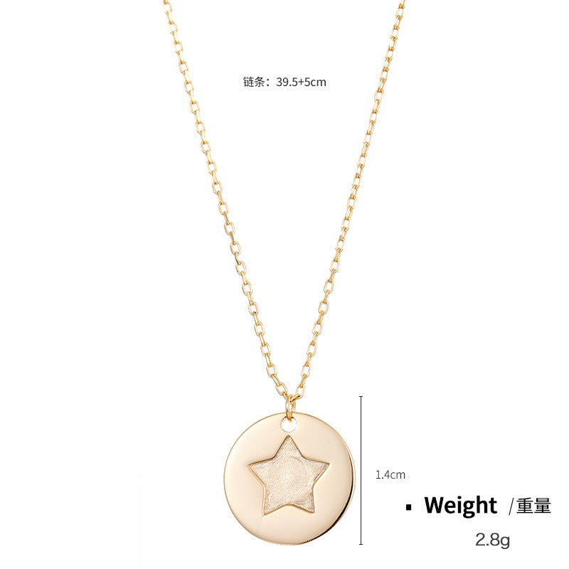 NSN00841通體純銀鑲鋯鎖骨鏈女 幾何型浮雕印刻紋路吊墜韓版百搭項鏈kj202105