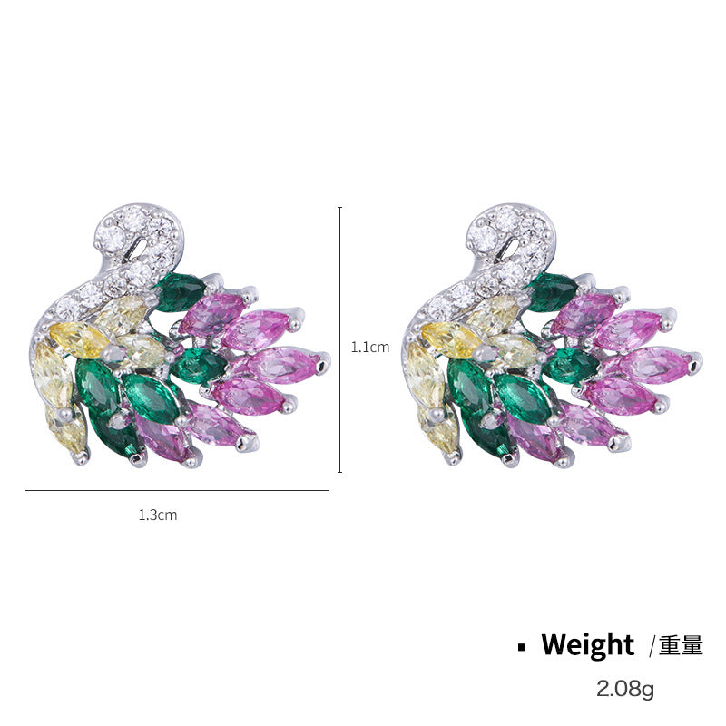 NCE01737925銀針銅鍍真金鑲鋯天鵝耳釘女日韓簡約氣質網紅熱賣款耳環kj202106