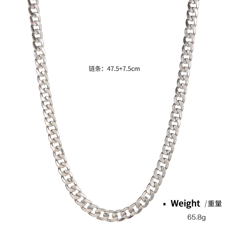 NCN02086金屬電鍍金銀雙色扁項鏈男女歐美嘻哈ins誇張古巴鏈夏季潮流kj202104