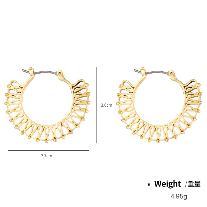 NCE04313歐美銅鍍金鏤空個性耳圈女式經典復古百搭ins風銀針耳環KJ20210812